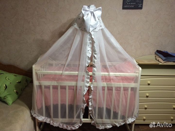 Бортики,одеялко, балдахин и держатель для балдахин