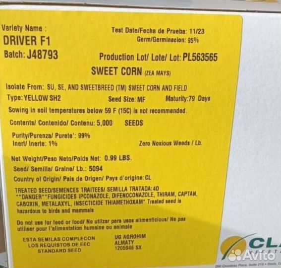 Семена сладкой кукурузы