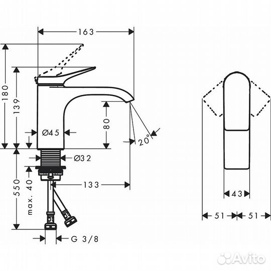 Смеситель для раковины hansgrohe 75012670 Черный