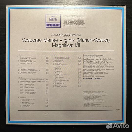 Claudio Monteverdi – Vesperae Mariae Virginis 2LP