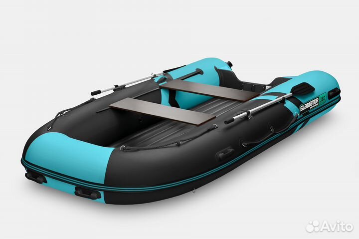 Надувная лодка gladiator E380S Черно-бирюзовый