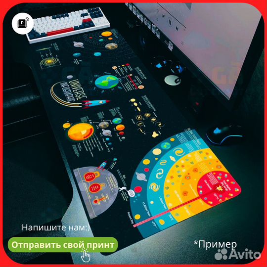Коврик для мыши большой с любым принтом