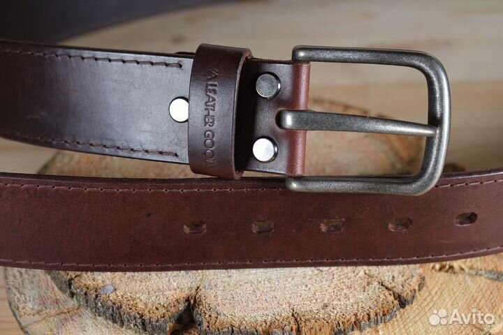 Ремень мужской из натуральной кожи с прошивкой