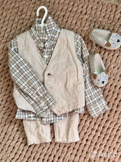 Льняной костюм на 1 год мальчикам H&M