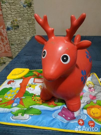 Детский муз. коврик прыгун доска для рисования