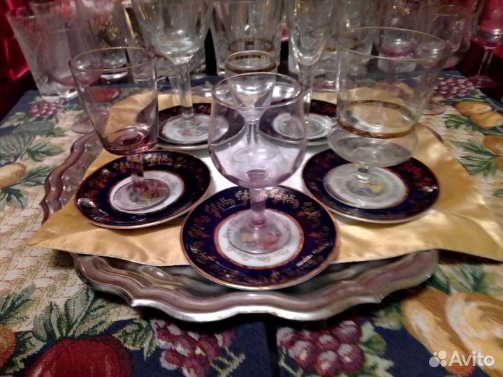 Стопка с позолотой, бокалы, рюмки, стаканы Винтаж