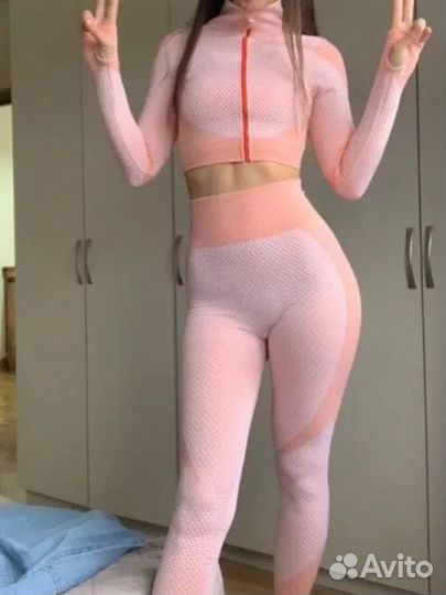 Костюм для йоги фитнеса лосины рашгард