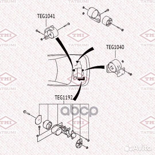 Опора двигателя hyundai accent 00- TEG1041 tatsumi