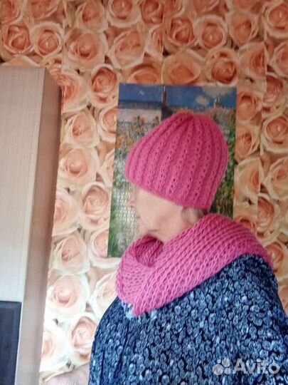 Комплект вязаный снуд и шапка-бини