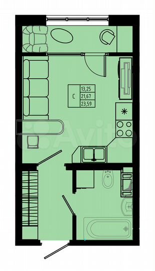 Квартира-студия, 23,6 м², 8/8 эт.