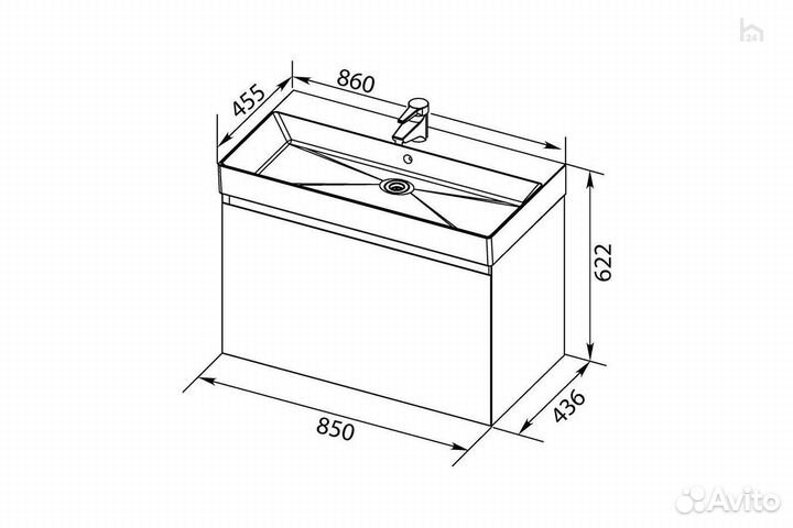 Тумба под раковину для ванной 85 Нью-Йорк