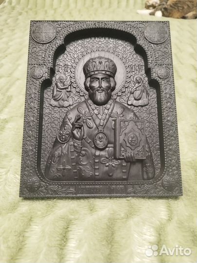 Икона Николай Чудотворец (мореный дуб)