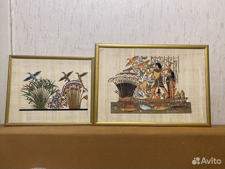 Картина на египетском папирусе, 2 шт