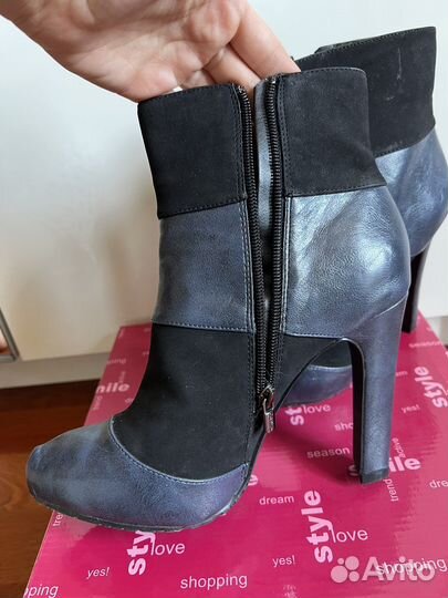 Ботильоны черно/синие 37 размер