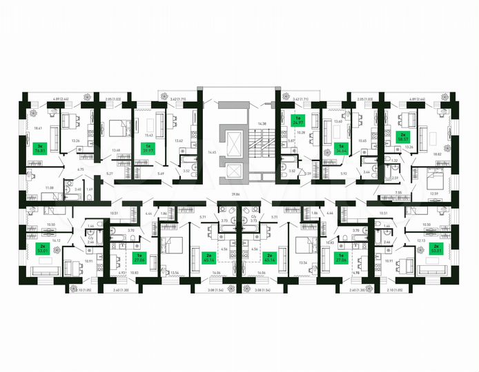 2-к. квартира, 58,6 м², 11/16 эт.