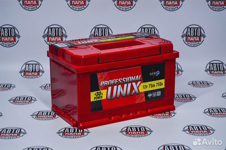 Автомобильный аккумулятор Unix Professional 75Ah