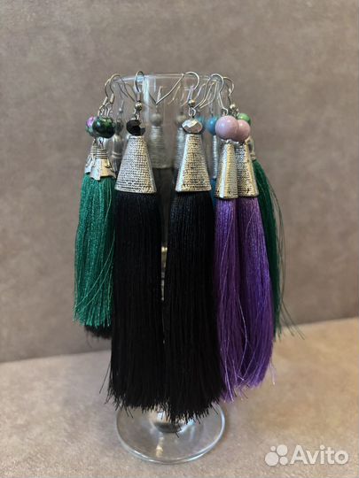Серьги кисточки ручной работы
