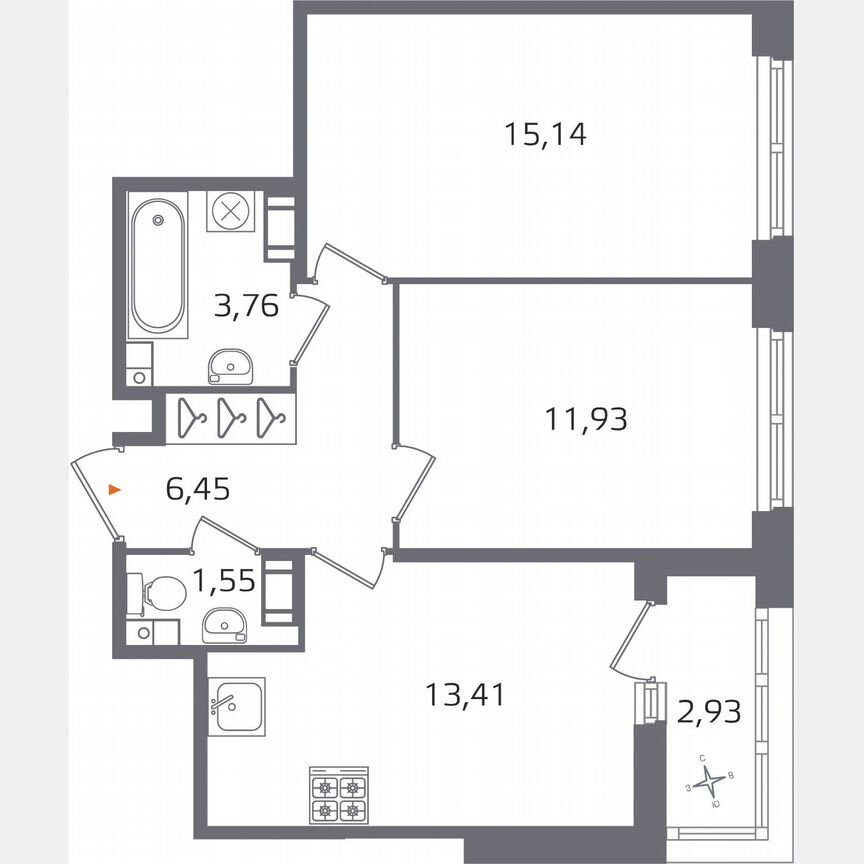 2-к. квартира, 53,7 м², 10/17 эт.