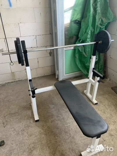 Стойка для штанги, штанга, скамья