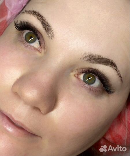 Наращивание ресниц оформление бровей (амур)