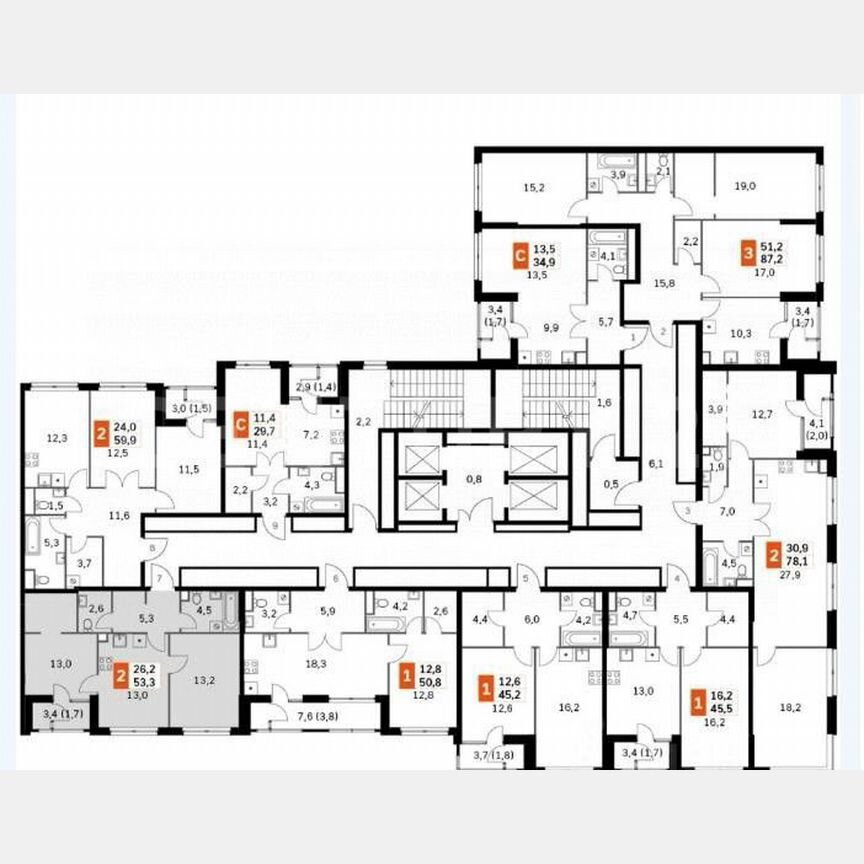 2-к. квартира, 53,3 м², 23/44 эт.