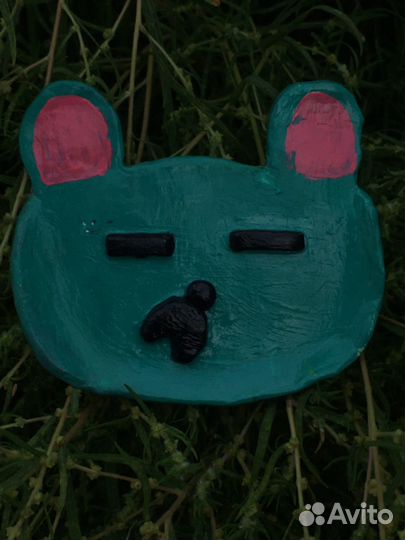 Тарелка лягушка из глины