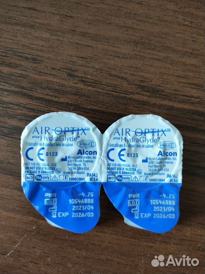 Линзы контактные air optix -4,75