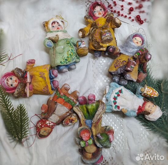 Ватные елочные игрушки авторские