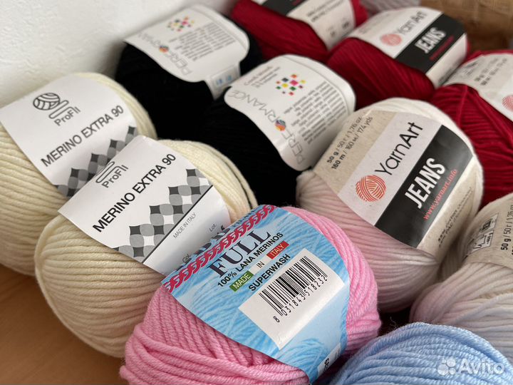 Пряжа хлопок шерсть мерино разная