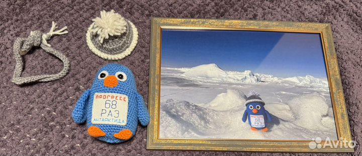 Вязаный пингвин ручной работы из Антарктиды