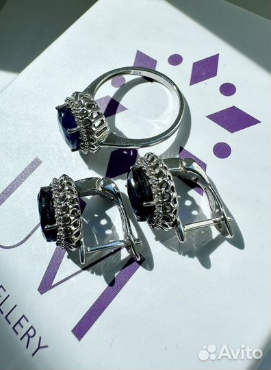 Комплект серьги+кольцо новый