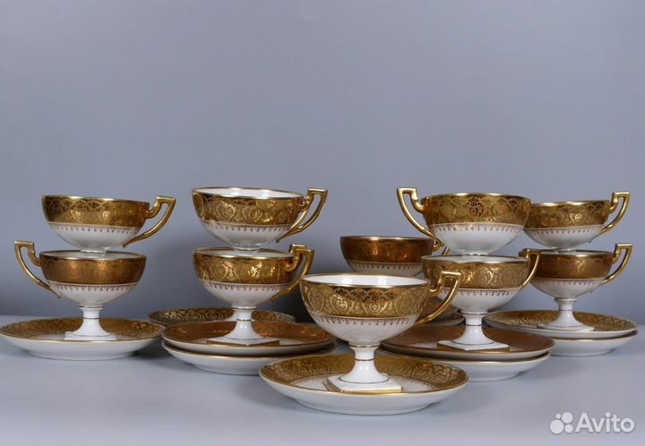 Набор редких антикварных чайных пар. Limoges