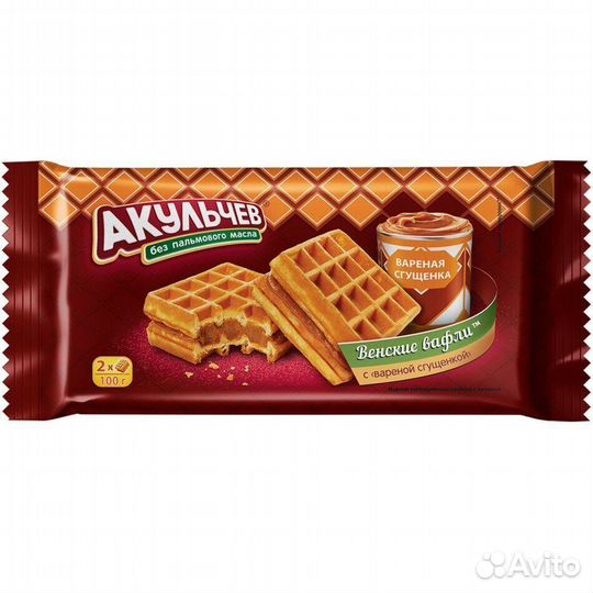 Вафли акульчев венские с варёной сгущенкой 100г