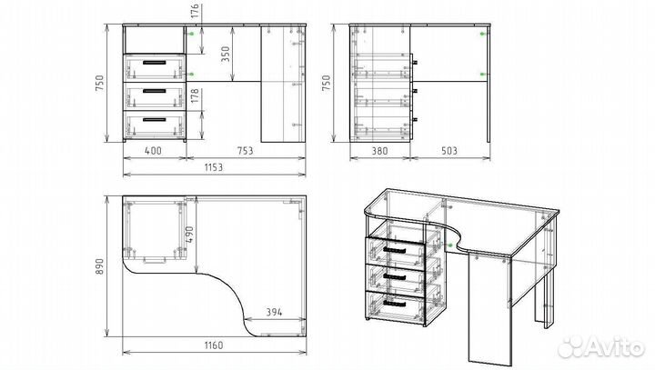 Детский письменный стол угловой