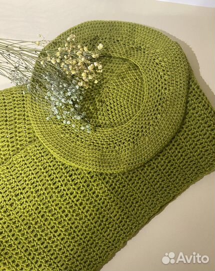 Берет, шарф, бактус, шапка