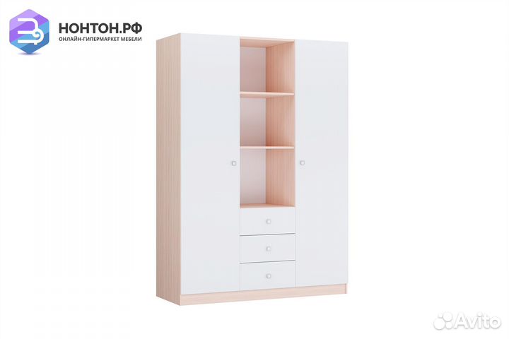 Шкаф трехсекционный Polini kids Simple дуб пастель