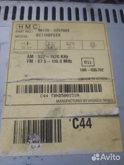 Штатная магнитола Hyndai i40