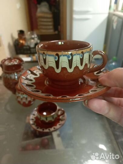 Кофейный чайный сервиз глиняный