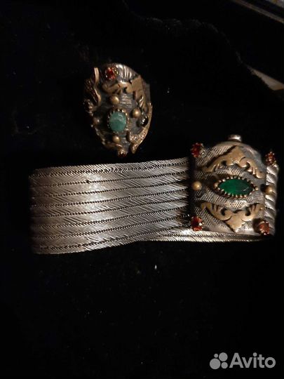 Комплект серебро с натур. камнями