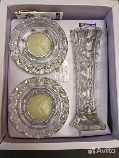Набор luminarc подсвечники + ваза
