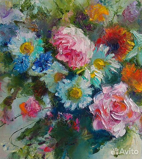 Картина маслом. Букет цветов