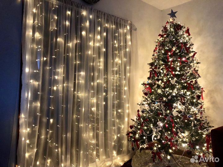 Гирлянда штора занавес на окно 2*2 метра