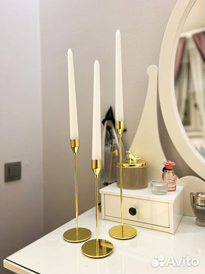 Подсвечники золото металлические