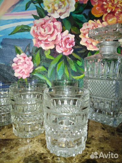 Штоф со стаканами Богемия