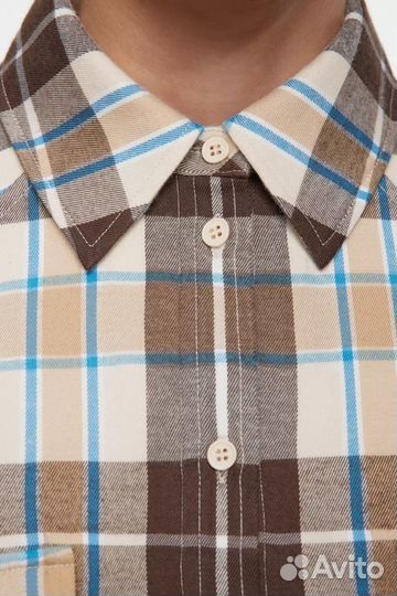 Рубашка в клктку befree s коричневая