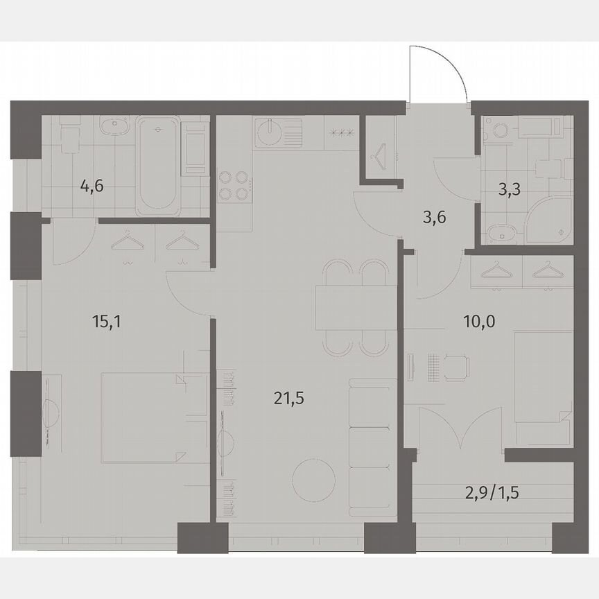 2-к. квартира, 59,6 м², 5/11 эт.