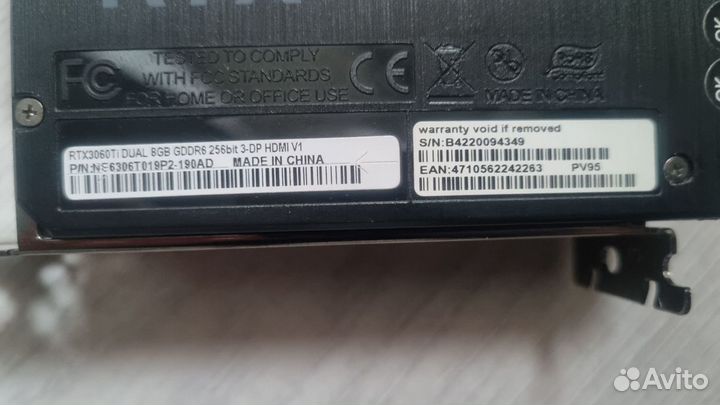 Видеокарта RTX 3060Ti Palit Dual OC/samsung