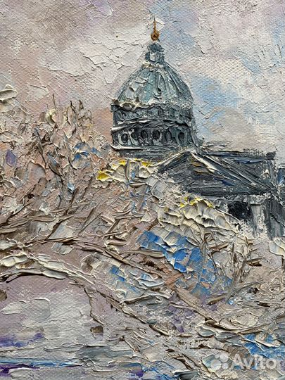 Картина маслом небольшая городской пейзаж питер