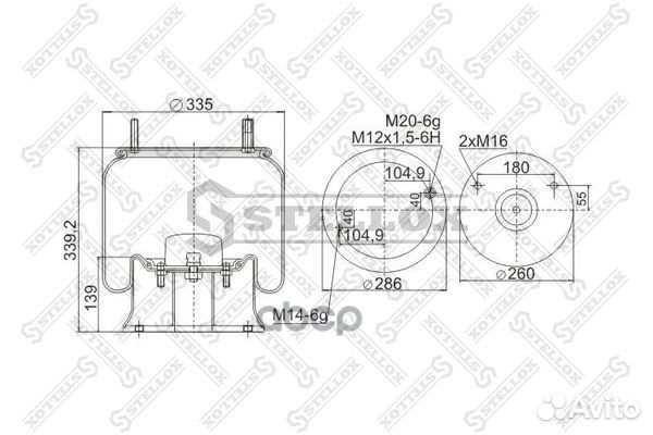 90-91305-SX пневмоподушка со стак.1 шп. M14 1