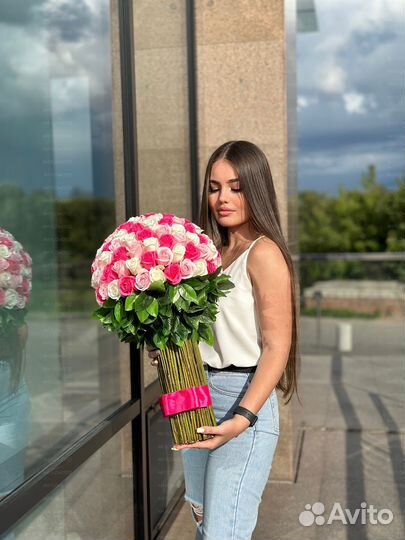 Большой букет роз цветы 101, 125 мыльные